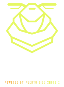 Geometric yellow-green abstract shape on white with text below.